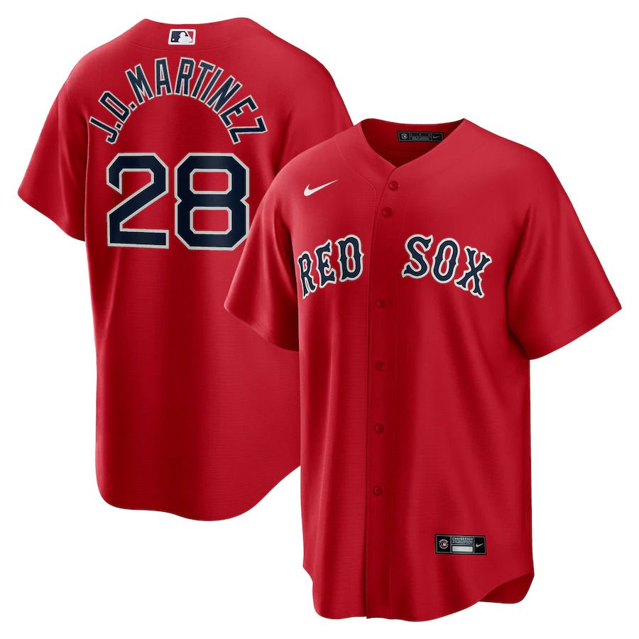 Men Boston Red Sox 28 J.D. Martinez Nike Red Alternate Replica Player Name MLB Jersey